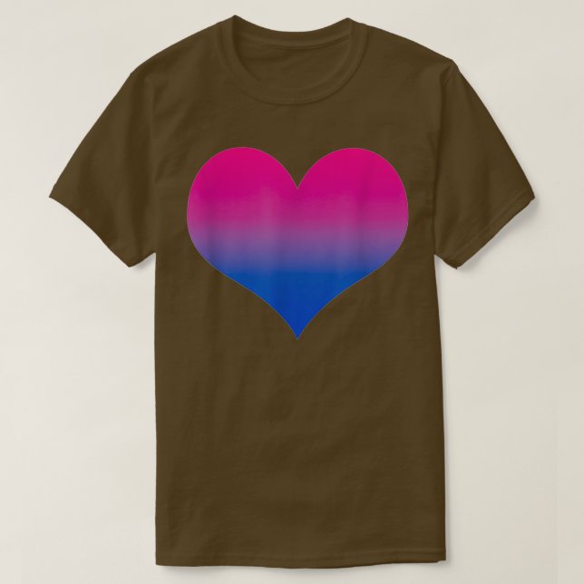 Camiseta Orgulho Bissexual Bi Sinalizador Coração Gradiente (Frente do Design)