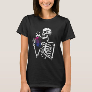 Camiseta Orgulho Bissexual Skeleton LGBT-Q Ally Bi Flag Men