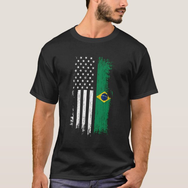 Camiseta Orgulho Brasil Usa Ho da Bandeira Americana (Frente)