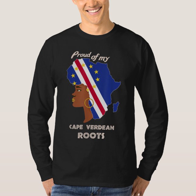 Camiseta Orgulho cabo-verdiano raízes negra história das mu (Frente)