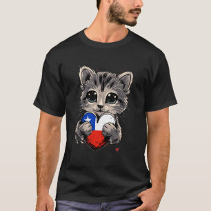 Camiseta Orgulho Chileno Gato Chile Raízes Chilenas Coração
