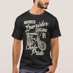 Camiseta Orgulho Cholo Fique Baixo Bicicleta Chicano Lowrid