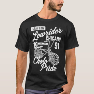 Camiseta Orgulho Cholo Fique Baixo Bicicleta Chicano Lowrid