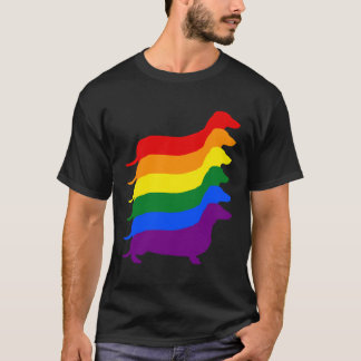 Camiseta Orgulho Colorido Dachshund Lgbt Rainbow Dog Silhou