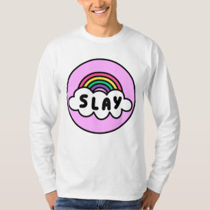 Camiseta Orgulho - cor do arco-íris com nuvens. T-Shir