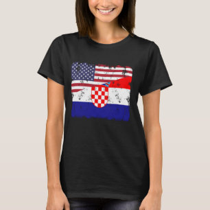 Camiseta Orgulho Croácia Bandeira Croata Americana Roots He