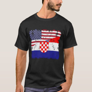 Camiseta Orgulho Croácia Bandeira Croata Americana Roots He