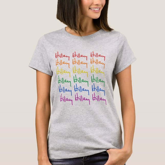 Camiseta Orgulho da assinatura de Hillary - cores do (Frente)