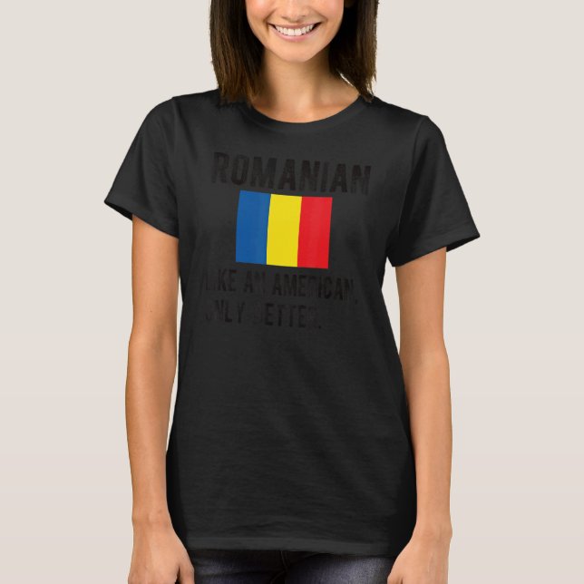 Camiseta Orgulho da bandeira romena Romênia Nascer Raízes R (Frente)