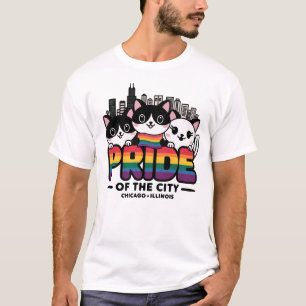 Camiseta Orgulho da Cidade de Chicago Illinois EUA Rainbow