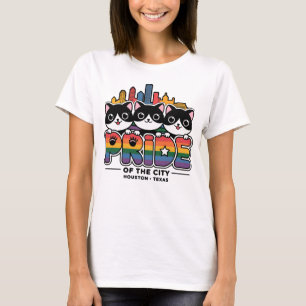Camiseta Orgulho da Cidade de Houston Texas EUA Rainbow Fla