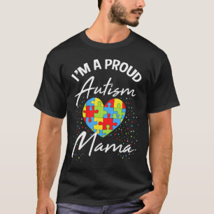 Camiseta Orgulho da Consciência do Autismo Mãe Puzzle Coraç