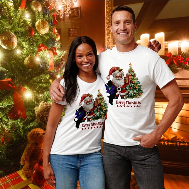 Camiseta Orgulho da Escócia Scottie Dog Xmas Personalizado (Criador carregado)