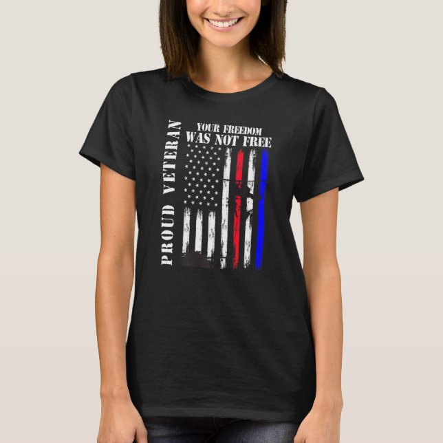 Camiseta Orgulho Da Liberdade De Pai Veterana 4 De Julho (Frente)