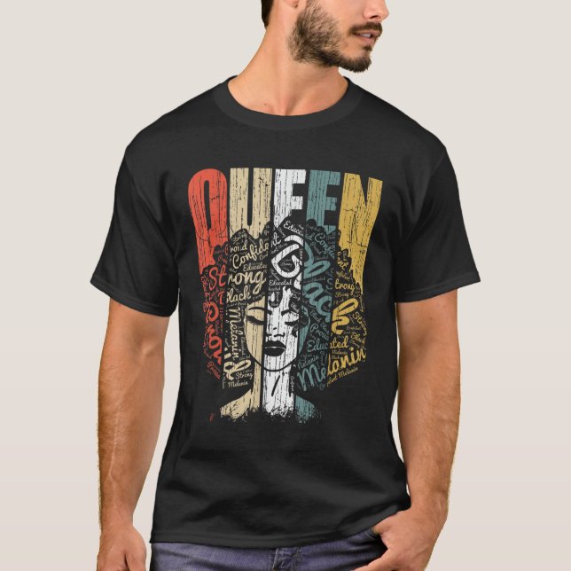 Camiseta Orgulho da Rainha Negra por Mulheres Poder African (Frente)