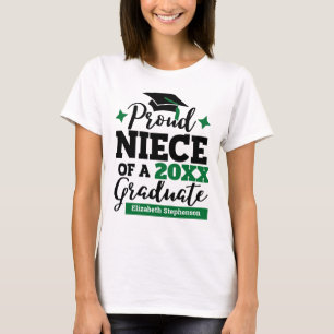 Camiseta Orgulho da sobrinha de um tassel verde-formando em
