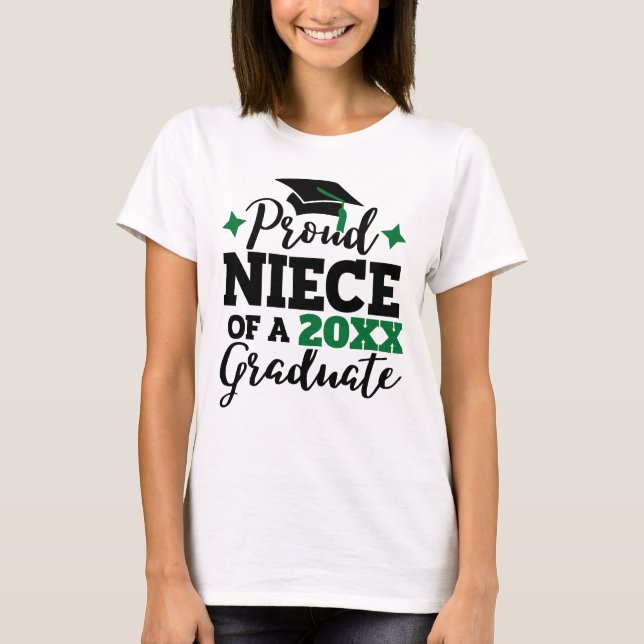 Camiseta Orgulho da sobrinha de um tassel verde-formando em (Frente)
