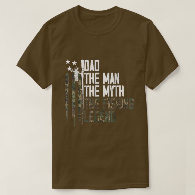 Camiseta Orgulho Dada Pai A Lenda De Pesca Camouflage Ameri (Frente do Design)