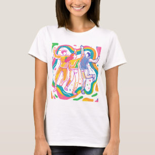 Camiseta Orgulho Dançante Arte Arco Arco Arco Arco-Íris Col