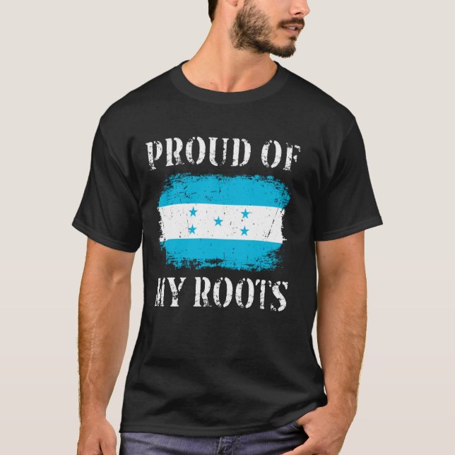 Camiseta Orgulho Das Minhas Raízes Hondurenhas Bandeira Hon (Frente)