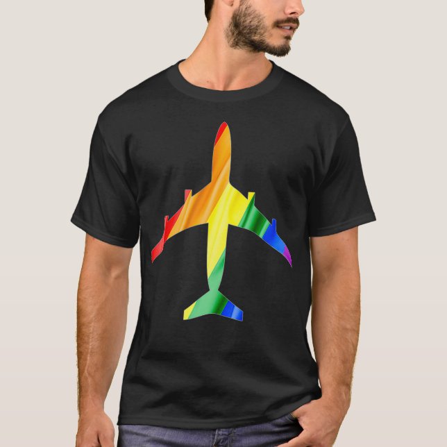 Camiseta Orgulho de Atendimento de Voo do Avião Arco-Íris (Frente)