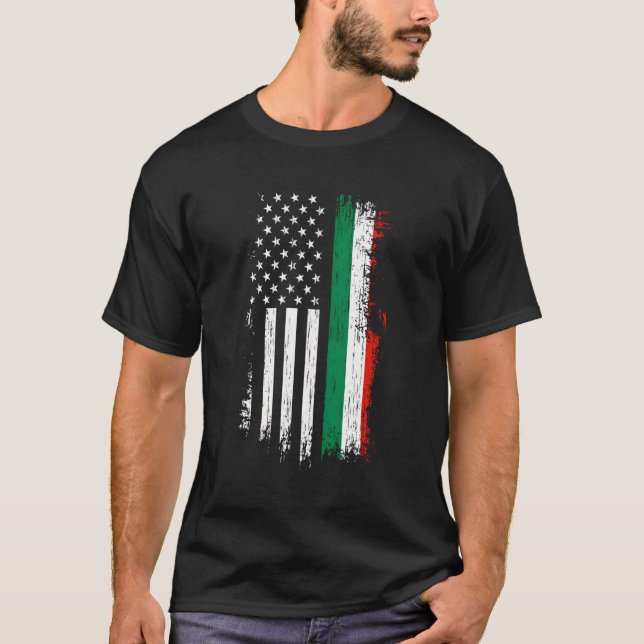 Camiseta Orgulho de Bandeira Italiano Americano Usa (Frente)