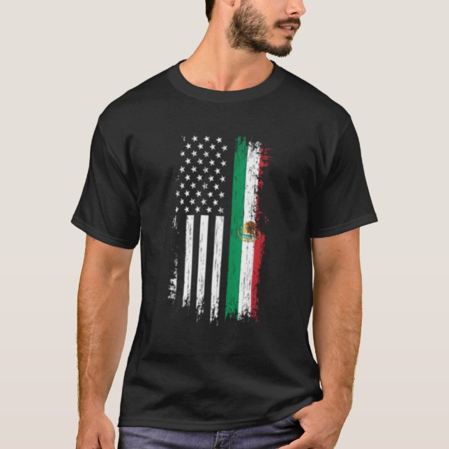 Camiseta Orgulho de Bandeira mexicano no México, Estados Un (Frente)