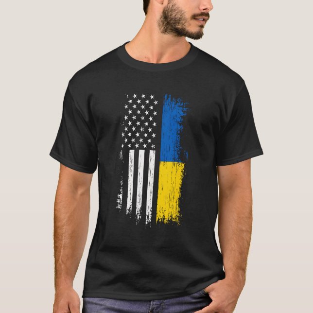 Camiseta Orgulho de Bandeira Ucraniano Americano (Frente)