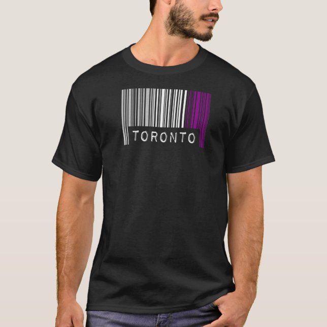 Camiseta Orgulho de Código de Barras Asexual Toronto Canadá (Frente)