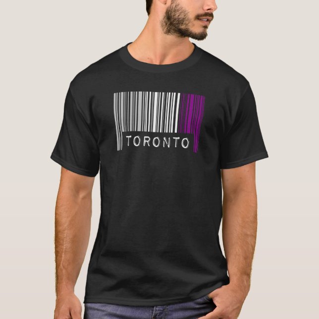 Camiseta Orgulho de Código de Barras Asexual Toronto Canadá (Frente)