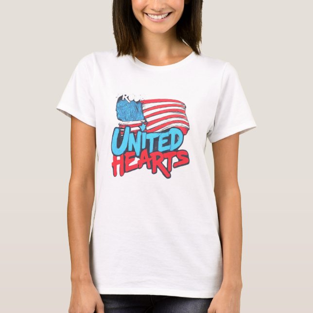Camiseta Orgulho de corações unidos T,camisa (Frente)