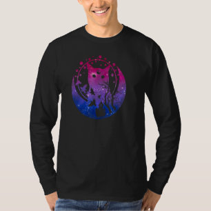 Camiseta Orgulho de Gato do Espaço da Lua Bissexual Gato Bi