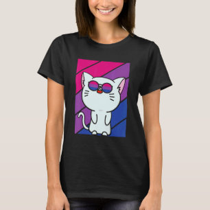 Camiseta Orgulho de Gato Fofo Bandeira Bissexual LGBTQ Orgu