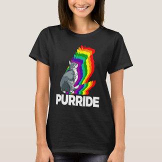 Camiseta Orgulho de Gato Purride Gato Arco-íris de Cores Ga