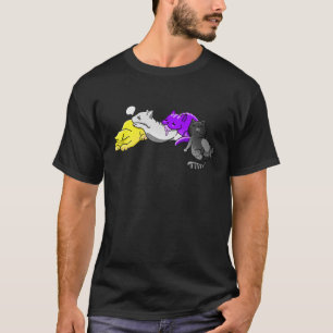 Camiseta Orgulho de Gatos Não-Binários com Cores de Sinal