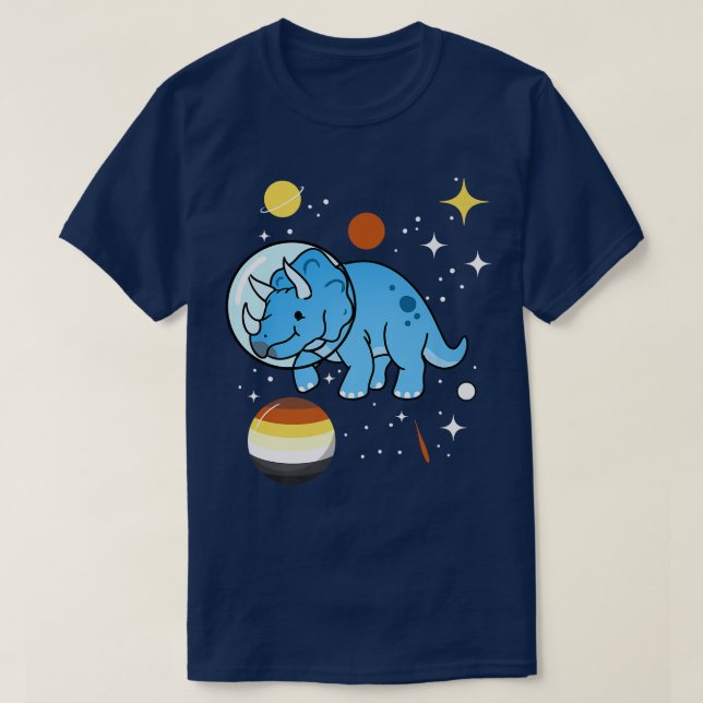 Camiseta Orgulho de Gay de Astronautas Tricerátops (Frente do Design)