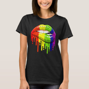 Camiseta Orgulho de Lábios Arco-Íris Lésbicas Homossexuais