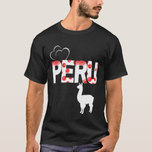 Camiseta Orgulho de Lhama do Peru Design Vermelho e Branco