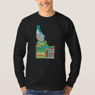 Camiseta Orgulho de Mapa do Estado de Idaho Vintage