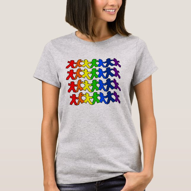 Camiseta Orgulho de papel da boneca do arco-íris (Frente)