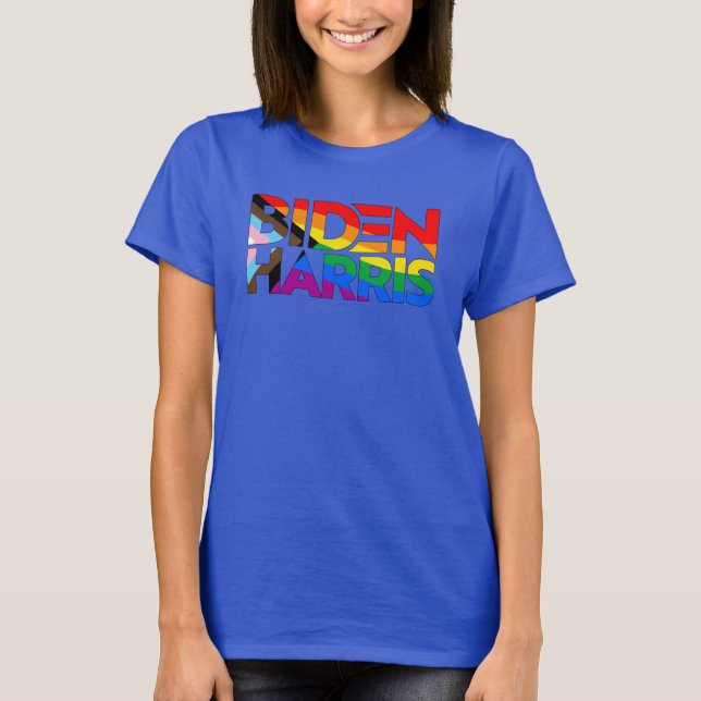 Camiseta Orgulho de Progresso LGBTQ+ de Biden Harris (Frente)