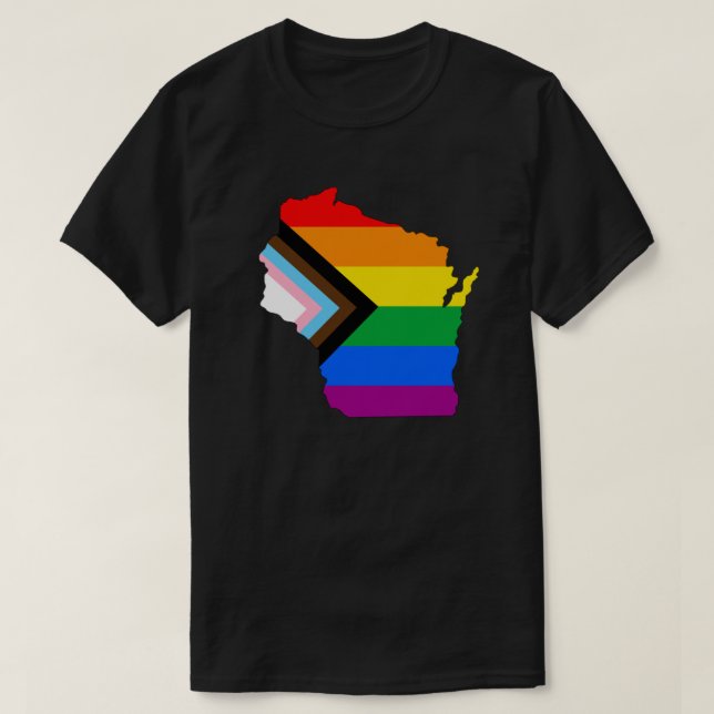 Camiseta Orgulho de Progresso LGBTQ do Orgulho do Estado de (Frente do Design)