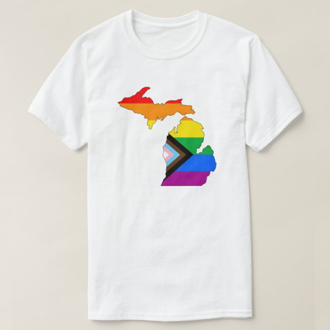 Camiseta Orgulho de Progresso LGBTQ do Orgulho do Estado do (Frente do Design)