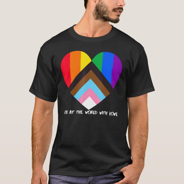 Camiseta Orgulho de Progresso Sinalizador Arco-Íris Inclusi (Frente)