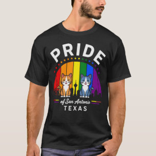 Camiseta Orgulho de San Antonio City Texas EUA Rainbow Flag