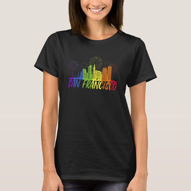 Camiseta Orgulho de San Francisco Skyline  Desfile do Orgul (Frente)