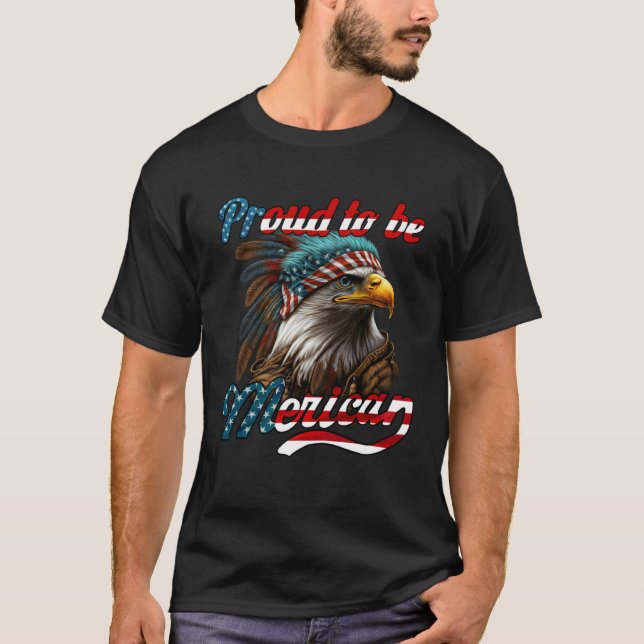 Camiseta Orgulho de ser a bandeira americana da águia ameri (Frente)