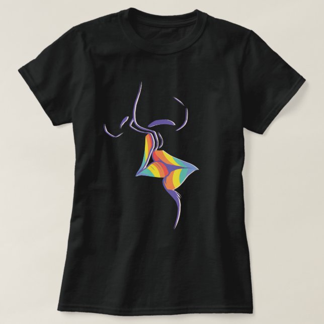 Camiseta Orgulho De Ser Lábios De Beijo Lésbicas Gay (Frente do Design)