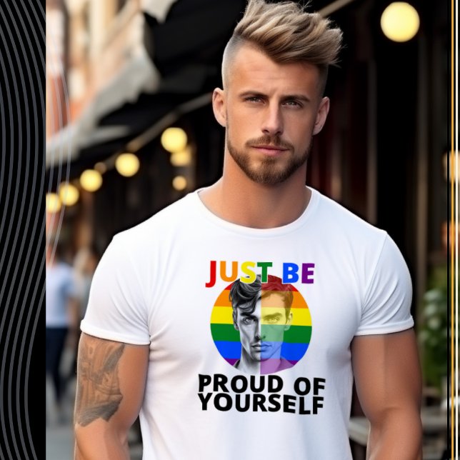 Camiseta Orgulho de si mesmo - Retrato Orgulho gay masculin (Criador carregado)