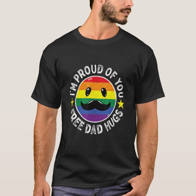 Camiseta Orgulho De Ti Pai Livre Abraça Fath LGBT No Arco-Í (Frente)